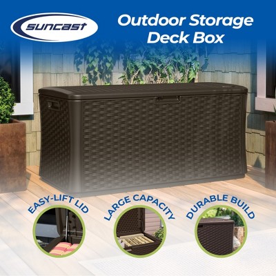 Suncast Extra Large Brown Wicker 134-Gallon Lockable Deck Box
