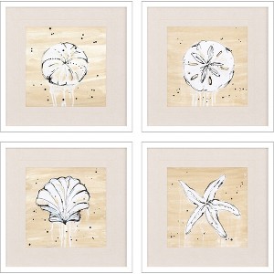 HomeRoots Set Of Four Ocean Gems Coastal Icons White Framed Wall Art - 1 of 3