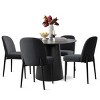 5-Piece Round Dining Table Set, 42'' Black Wood Table and 4 Linen Blend Upholstered Chairs, Modern Kitchen or Apartment Furniture-Maison Boucle - 4 of 4