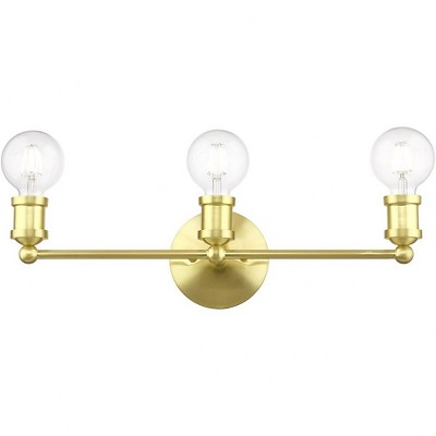 Satin Brass 3-Light Vanity with Steel Finish