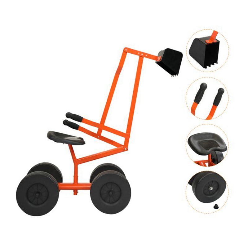 TOBBI Outdoor Heavy Duty Steel Sand Digger Ride On Construction Sandbox Scooper Toy with 110 Pound Capacity Hopper and Solid Treaded Tires, Orange, 2 of 6