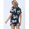 cheibear Women's Prints Button Down Shirt Shorts Satin Pajama Set 2 Pcs - 3 of 4