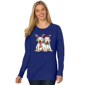 Woman Within Plus Size Fleece Holiday Sweatshirt - 1 of 4
