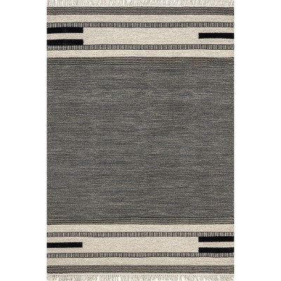 Nuloom Black Brooklyn Tasseled Wool Area Rug