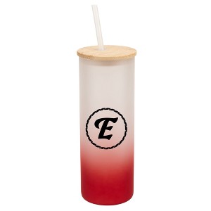 Elanze Designs E Monogram Letter Initial Rope Circle Wrap-Around Design 25 Ounce Frosted Gradient Glass On-The-Go Coffee Travel Skinny Tumbler Mug - 1 of 1