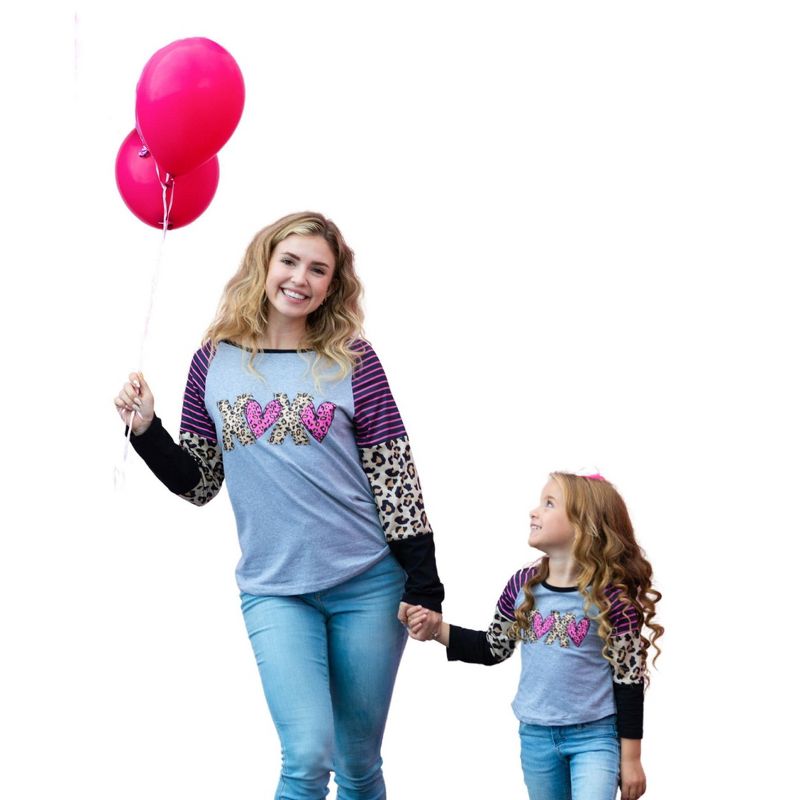 Girls Mommy And Me Leopard X's And O's Colorblock Top - Mia Belle Girls, 1 of 7