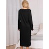 cheibear Women's Knit Scoop Neck Front Half Length Button Down Long Sleeve Nightgown - 3 of 4