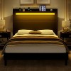 AMERLIFE Bed Frame with LED Lights & Wingback Headboard - 2 of 4