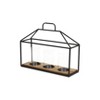 HomeRoots 15" Black Metal Glass And Wood Geometric Three Light Hurricane Candle Holder - 4 of 4