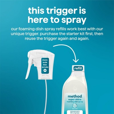 Method Super Shine Foaming Dish Spray Refill Powered By Enzymes Dewy Daze - 16oz