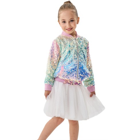 2Bunnies Girls' Magic Ombre Sequin Bomber Jacket - image 1 of 4