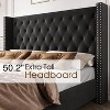 Bed Frame Upholstered Bed Wingback Headboard Velvet Tufted Diamond Button - 3 of 4