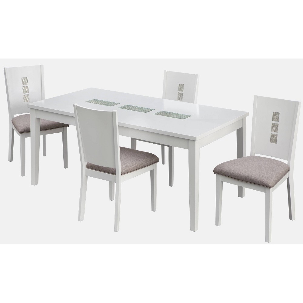 Photos - Dining Table 5pc Diamond Rectangular Dining Set White - Lifestorey