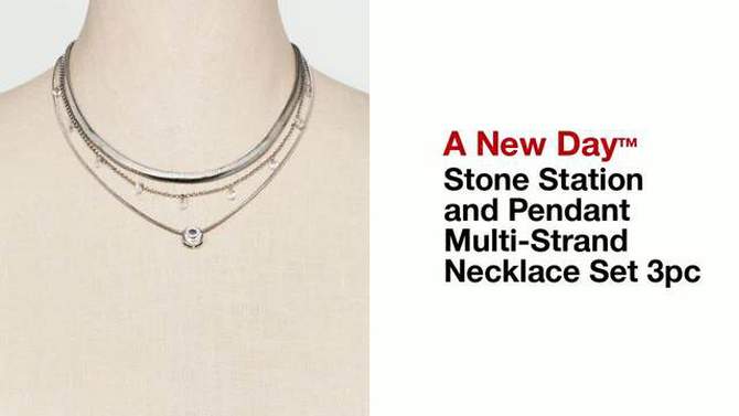 Stone Station and Pendant Multi-Strand Necklace Set 3pc - A New Day™, 2 of 7, play video