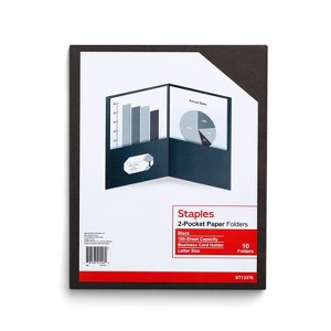 Staples 2-Pocket Folders Black 10/Pack (13376-CC) - 1 of 4
