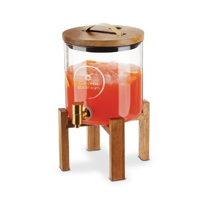 Twine Modern Manor Beverage Dispenser, Glass Carafe, Collapsible Wood Stand, Bronze Spigot, Beverage Service, 1.3 Gallons, Set of 1 - 1 of 4