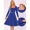 INSPIRE CHIC Women's Square Neck High Waist Long Sleeve A-Line Cocktail Formal Dress - 2 of 4