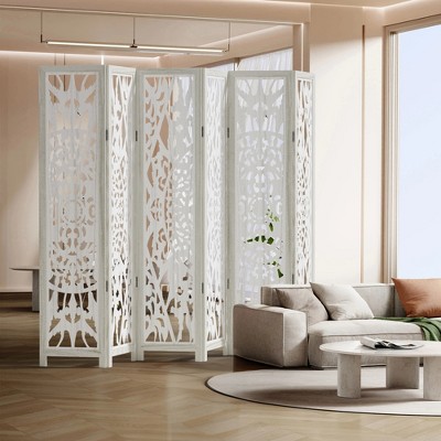 Spassway Rustic Folding Wood Room Divider Vintage Freestand Privacy Screen for Room Seperation Living Room Bedroom Office Room