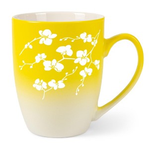 Elanze Designs Botanical Floral Nature Coffee Cup Mug 12 Ounce Ceramic With Ombre Gradient Elegant Minimalist Orchid Flower Silhouette Yellow and - 1 of 4