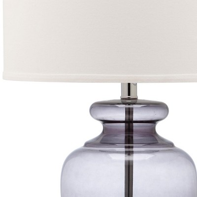 Translucent Grey Glass Table Lamp Set, 27" with Off-White Shade