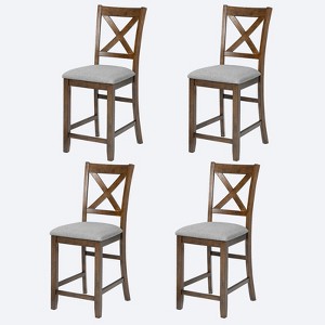 Lyngins Modern Dining Chairs with Backrest,Upholstered Kitchen Chairs Set of 4 with Wood Legs,Linen Chairs for Kitchen,Dining Room - 1 of 4