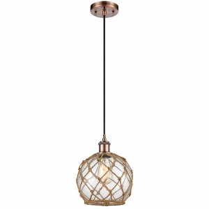 Farmhouse Rope - 1 Light Cord Hung Mini Pendant In Industrial Style-10 Inches Tall and 8 Inches Wide - 1 of 1