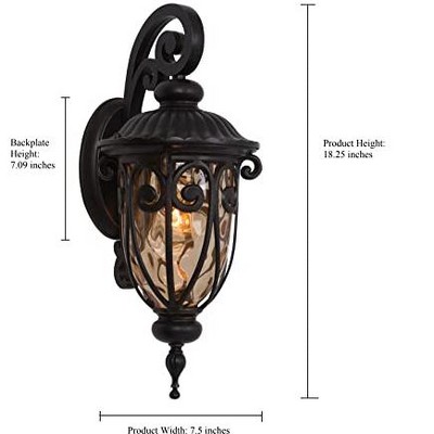 Bronze Lantern Style Wall Sconce with Goldstone Glass