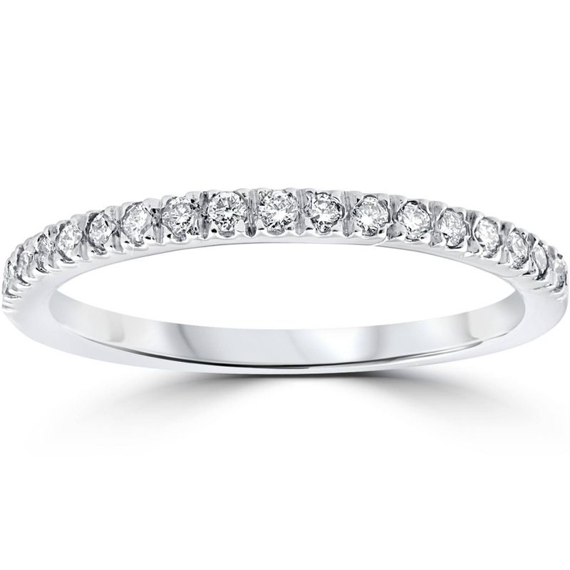Pompeii3 1/4ct Diamond Ring Stackable Engagement Womens Wedding Band 10K White Gold, 1 of 6