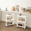 Tangkula 2PCS 3 Tier Slim Storage Cart Detachable Kitchen Organizer Rolling Utility Cart - 2 of 4