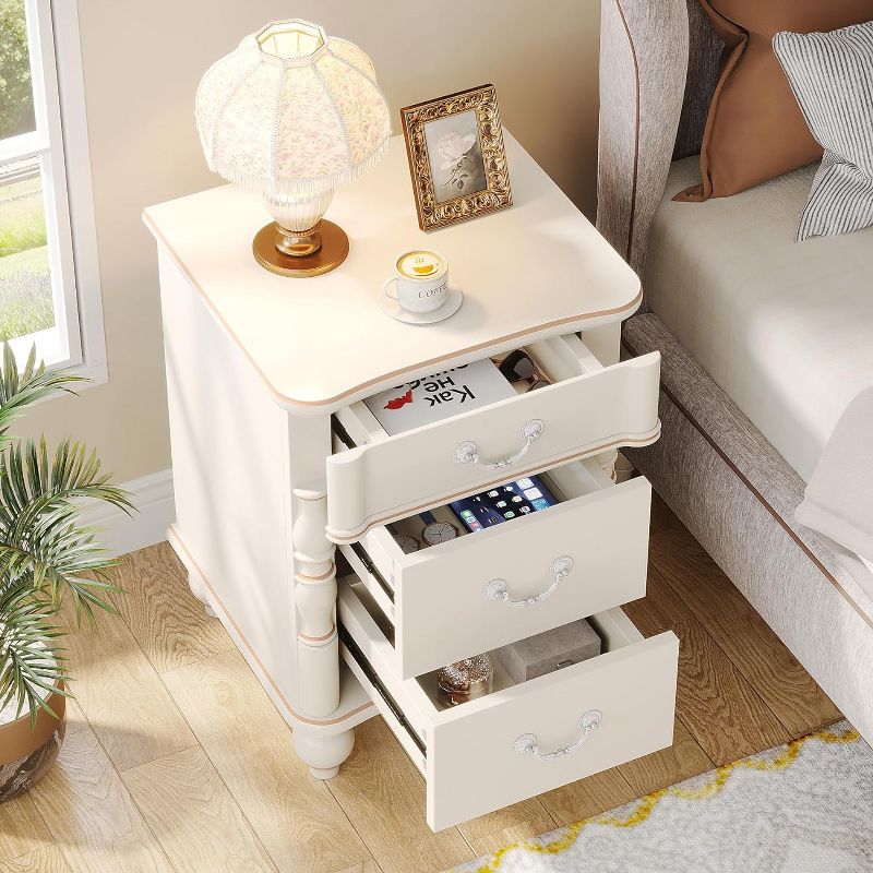 Tribesigns 3-Drawer Nightstand, Modern White Bedside End Table, 3 of 7