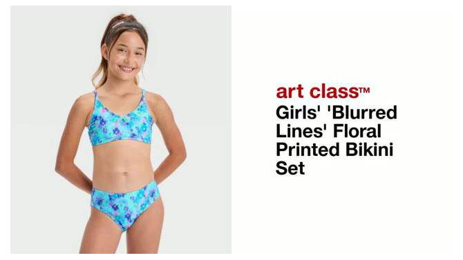 Girls&#39; &#39;Blurred Lines&#39; Floral Printed Bikini Set - art class&#8482;, 2 of 5, play video