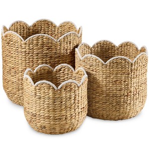 Best Choice Products Scalloped 3PC Water Hyacinth Nesting Baskets - 1 of 4