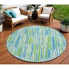 Aqua Teal Blue And Lime Green Abstract Washable Indoor Outdoor Area Rug - 2 of 4