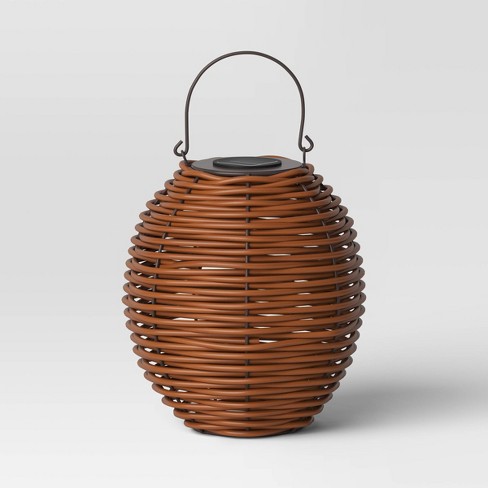 Resin Wicker Woven Led Outdoor Lantern Dark Brown - Threshold™ : Target
