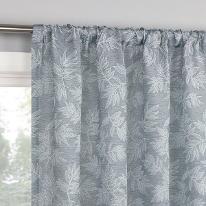 No. 918 1pc 50"x84" Koda Leaf Woven Jacquard Semi-Sheer Rod Pocket Curtain Panel Denim - 1 of 4