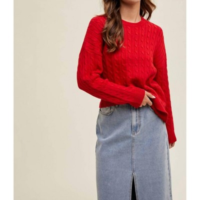 Women's Cable Knit Sweater - WISHLIST