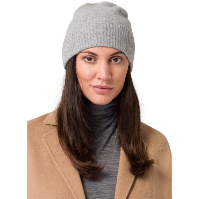 Style Republic 100% Pure Cashmere Women’s Ribbed Cuff Beanie - Light ...