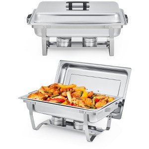 Garvee Chafing Dish Buffet Set, 8QT Buffet Servers and Warmers Set with Lid & Foldable Frame, Rectangular Stainless Steel Food Warmers - 1 of 4