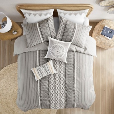 Okak Queen/King 3-Piece Cotton Chenille Printed Bed Duvet Cover Set Mini Set,Comfortable Coverlet Bedding Sets,Machine Washable