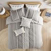 Sapphtopaz Bedding Set Duvet Cover Set Tufted Chenille Cotton with Stripes Printing 3 Piece 1 Cover, 2 Pillow Shams - 4 of 4