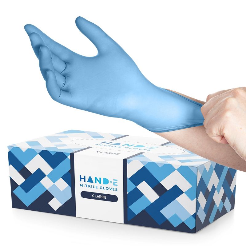 Hand-E Disposable Blue Nitrile Medical Exam Gloves - Subtle Box, Perfect for Cleaning & Medical Use, 1 of 8