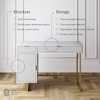 Nathan James Jacklyn Fluted Vanity Desk White Gold: Elegant Makeup Table, Unlit Mirror, Metal Frame - 4 of 4