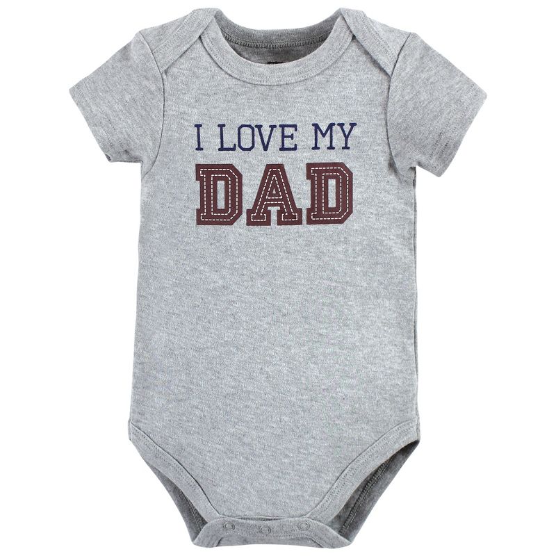 Hudson Baby Infant Boy Cotton Bodysuits, Love Dad, 3 of 6