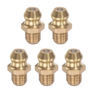 Unique Bargains Brass Straight Hydraulic Grease Thread Fitting Accessories 5 Pcs - 1 of 4