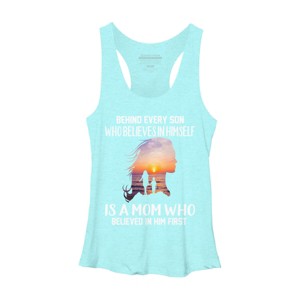 Women's Design By Humans Mother Behind Every Son Who Believes In Himself Is A Mom By corndesign Racerback Tank Top - 1 of 2