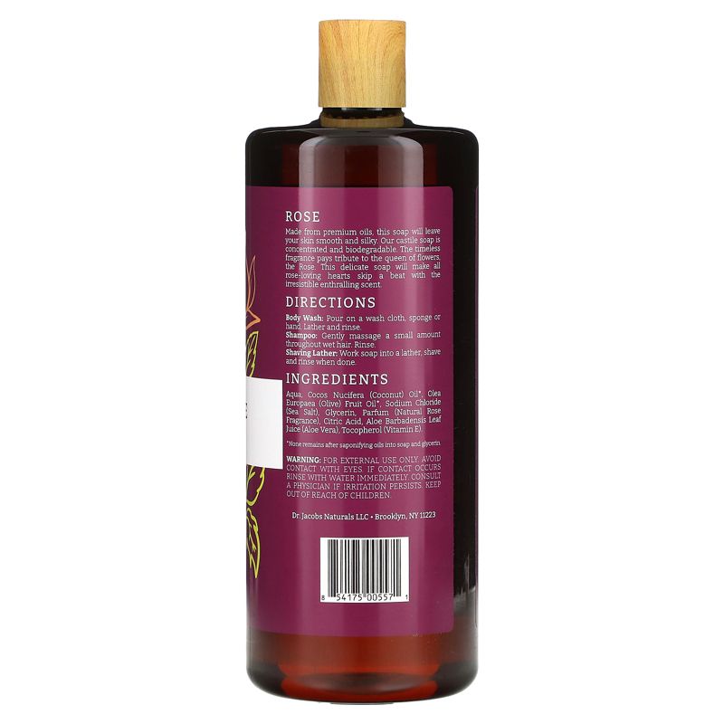 DR.JACOBS NATURALS All-Natural Castile Rose Body Wash with Plant-Based Ingredients - Gentle and Effective - Sulfate-Free, Paraben-Free, and, 2 of 3