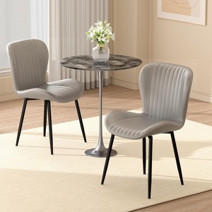 Dining Chairs Set of 2/4, Modern Upholstered Pu Leather Kitchen Side Chairs Comfy Backrest - 1 of 4