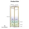 Coat Rack with 3 Storage Shelves, 6 Double Hooks & Spacious Storage Shelf, Corner Hall Tree and Clothes Rack Stone - 2 of 4