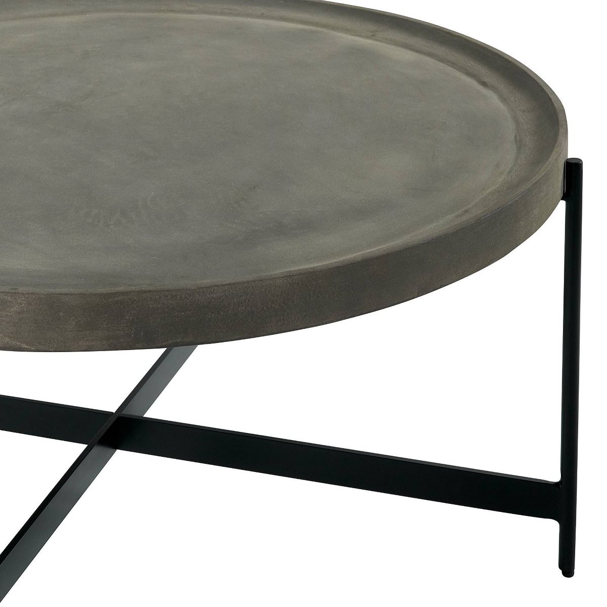 Alaterre Furniture 42" Brookline Round Coffee Table with X-Frame Metal Base - thumbnail 7
