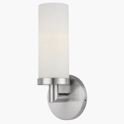Cylinder Brushed Steel Dimmable Wall Sconce with LED Lighting
